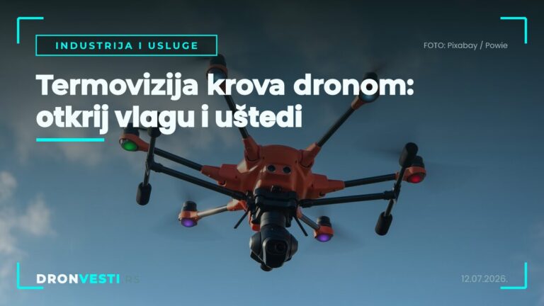 Termovizija krova dronom otkriva vlažne zone na ravnom komercijalnom krovu