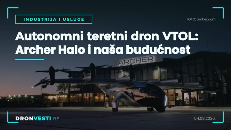 Archer Halo autonomni teretni dron VTOL u letu iznad predela
