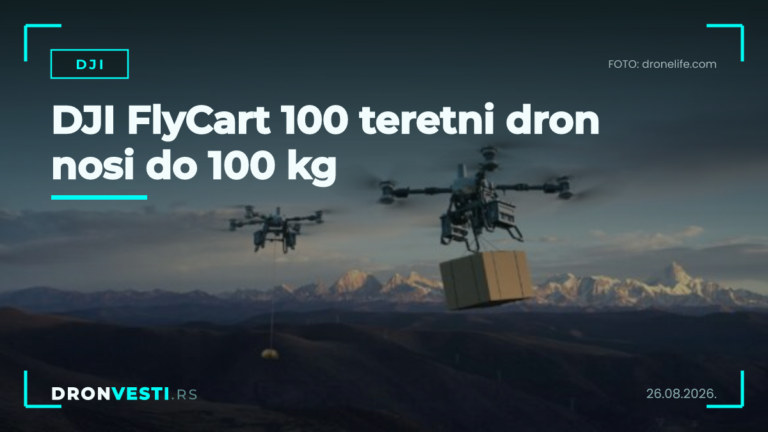 DJI FlyCart 100 teretni dron nosi teret iznad planinskog terena