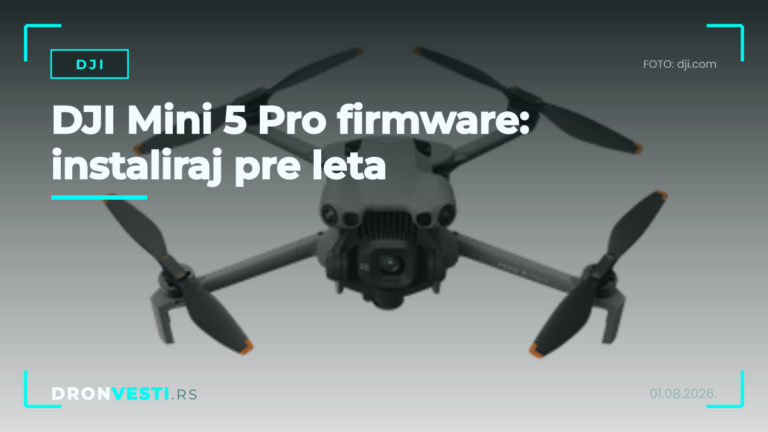 DJI Mini 5 Pro firmware ažuriranje kroz DJI Fly aplikaciju pre leta