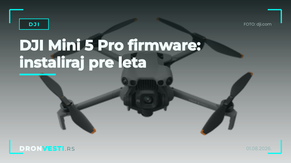 DJI Mini 5 Pro firmware ažuriranje kroz DJI Fly aplikaciju pre leta