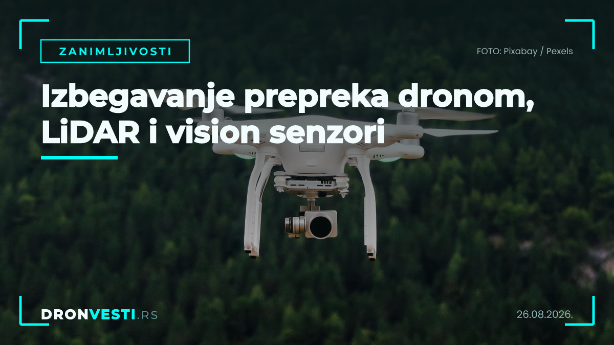 Izbegavanje prepreka dronom, vizuelni senzori i LiDAR detekcija prepreka u letu
