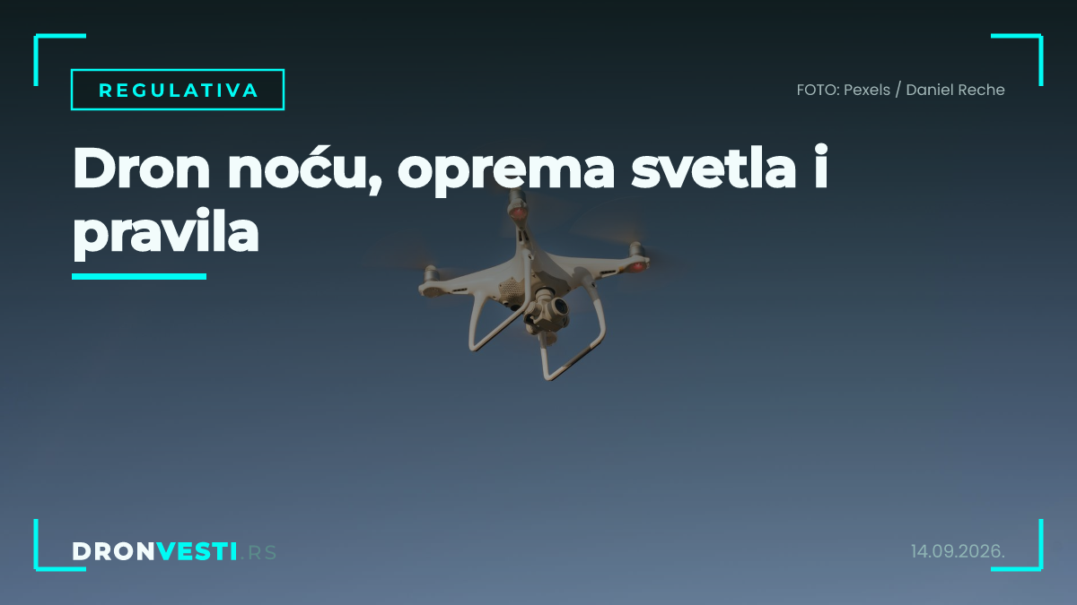 dron noću iznad osvetljenog grada sa uključenim svetlima