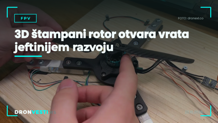 3D štampani rotor na test postolju male letelice