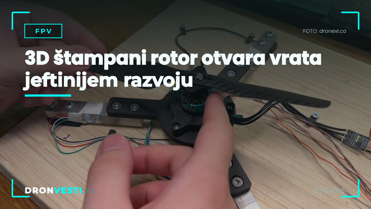 3D štampani rotor na test postolju male letelice