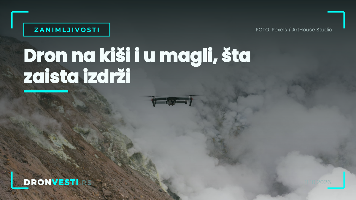 dron na kiši u jutarnjoj magli i procena bezbednog leta