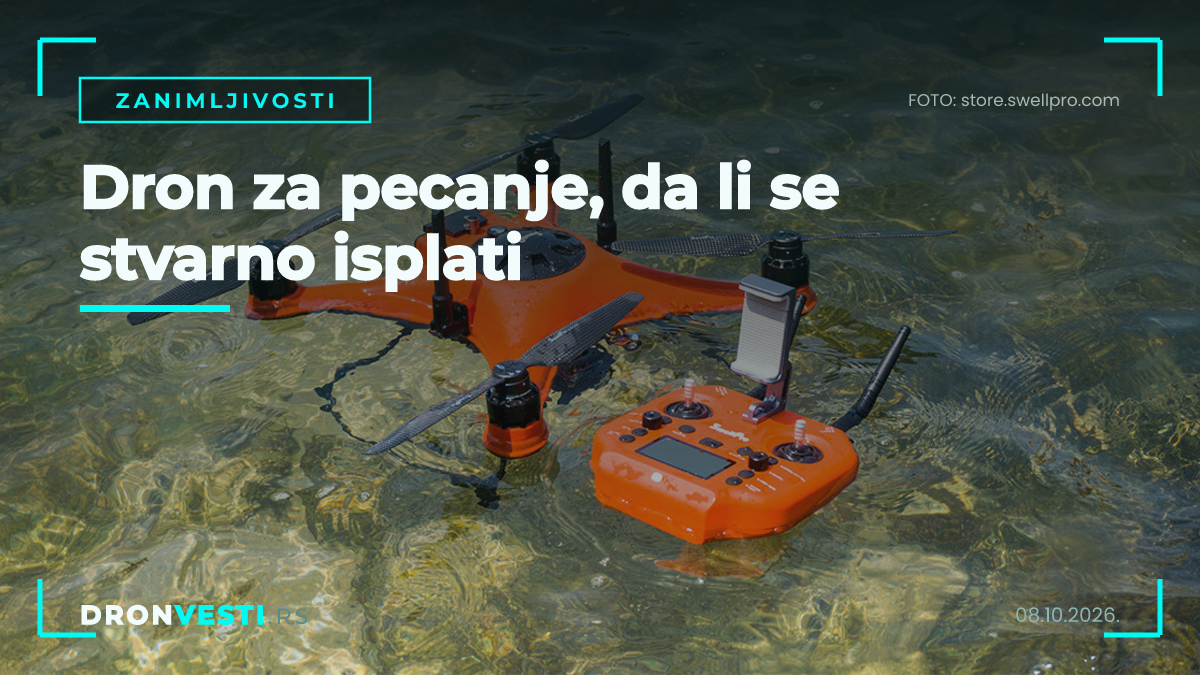 dron za pecanje iznad jezera u Srbiji