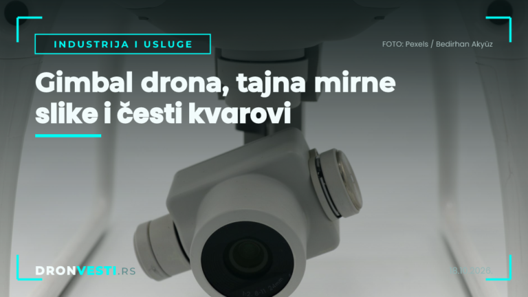 gimbal drona na modernom dronu tokom pregleda pre leta