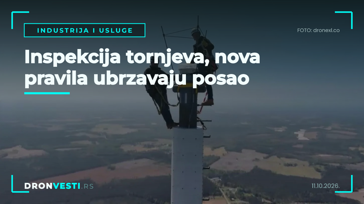 inspekcija tornjeva dronom tokom pregleda visoke infrastrukture