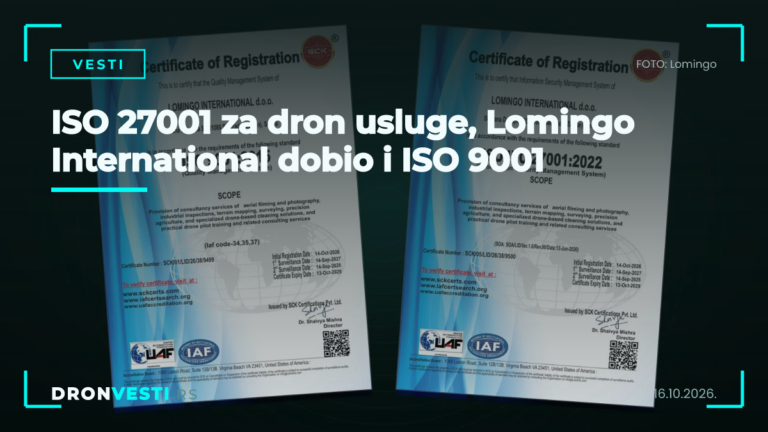 ISO 27001 za dron usluge, Lomingo International dobio i ISO 9001