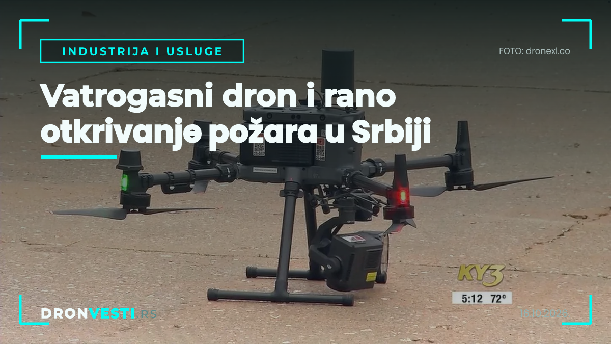 vatrogasni dron tokom termalnog izviđanja požara na otvorenom