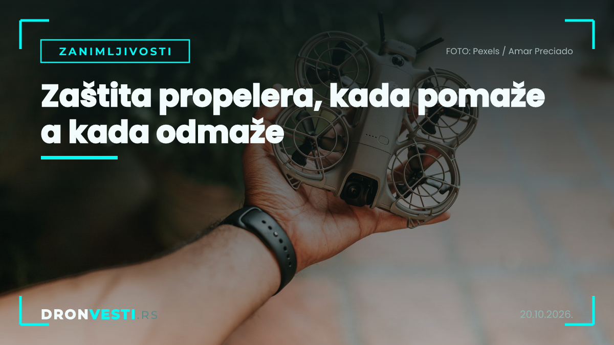 zaštita propelera na malom dronu tokom leta u parku